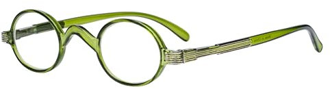 Eyekepper Small Oval Round Reading Glasses Vintage Mini Reader Eyeglasses for Men Women Reading with Spring Hinges Green Frame +0.75