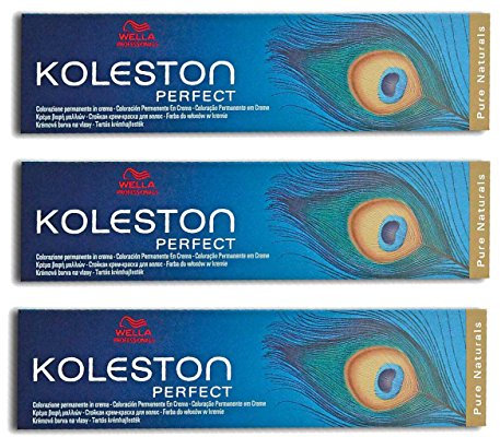 3x Wella Koleston Perfect 8/07 Hellblond Natur Braun Haarfarbe Coloration 60ml