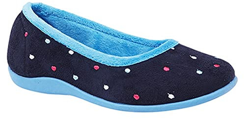 Sleepers Womens/Ladies Isla Dotted Ballerina Memory Foam Slippers (5 UK) (Blue/Turquoise)