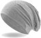 Damen Beanie Mütze | mit edler Strass Nieten Applikation | Mädchen Mütze | elastisches Slouch Long Beanie | leicht und weich (Hellgrau)