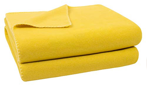 'zoeppritz since 1828' zoeppritz since 1828' – Polarfleece-Decke mit Häkelstich – flauschige Kuscheldecke – 160x200 cm – 160 curry – von ’zoeppritz since 1828’ 103291-160-160x200