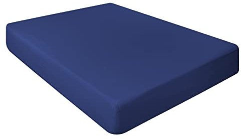 Spannbettlaken, 23 cm tief, 100% ägyptische Baumwolle, Matrimonio, Marineblau
