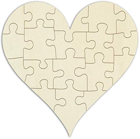 Holzpuzzle Spitzes Herz zum Bemalen und selbst gestalten - 18 Teile, 21 x 20 cm - personalisierbares Herz-Puzzle aus Schichtholz
