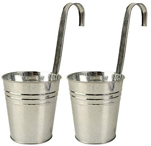 trendsforever 2er Set Hängetöpfe Zink bunt in Zink/Silber für Balkon und Garten Blumentopf hängend aus Metall