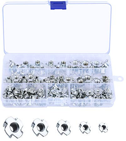 LAITER Dadi a T M8 Mobili Zincato 4 poli Dado Scanalatura M6 M3 M5 Placcato Dado a T Inserti Blindati Filettati Assortimento Ragno Metallo Ferro Fissaggio Rinforzo Tavolo Sedia Fai Da Te