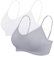 Vertvie Damen 2/3/4er Set Basic Wohlfühl BH Sport BH Spaghettiträger Bralette ohne Bügel Nahtlose Gepolsterte mit Spaghetti Bra Top Low Support Bra(EU XL/Tag 2XL,Weiß/Hellgrau)