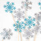 HOWAF 30pcs Schneeflocken Frozen Tortendeko Cupcake Topper Weihnachten Schneeflocken Frozen Pop Figuren Deko für Torten Fondant Muffins Zucker, Weihnachten Tortendeko für Kindergeburtstag Hochzeit