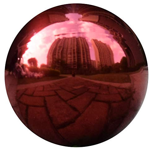 JforSJizT 20,3 cm Durchmesser, rote Kugel, polierter Edelstahl, reflektierend, Glatte Gartenkugel, Bunte und glänzende Ergänzung für jeden Garten oder Zuhause