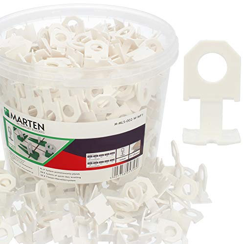 MARTEN Fliesen Ersatzclips für Nivelliersystem Keile Fliesendicke 7-15 mm Fliesen Verlegehilfe Fugenbreite 1mm 1,5 mm 2mm 3mm Zange (1MM, 400 Laschen)