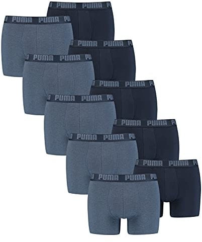 PUMA 10 er Pack Boxer Boxershorts Men Herren Unterhose Pant Unterwäsche, Farbe:037 - Denim, Bekleidungsgröße:M