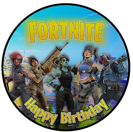 Essbare Tortenaufleger - Tortenaufleger Geburtstag - Tortendeko Gamer Motiv - Geburtstagskuchen Deko aus Fondant - Rund 20 cm - Esspapier Tortendeko - Cake Decoration