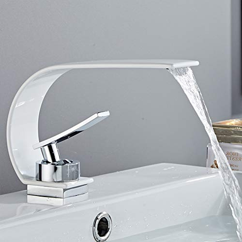 Wasserfall Wasserhahn Bad, Moderner Schwarz Messing Waschtischarmatur Kaltes Und Heißes Wasser Vorhanden, Geeignet Für Badezimmer Und Waschbecken, Einhandmischer Waschtischarmaturen