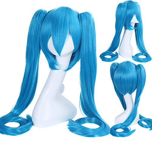 Halloween Fashion Christmas Party Dress Up Perücke Miku Senbon Sakura Hatsune Snow Hatsune Sakura Hatsune Albino Hatsune Yumori Sanae Cosplay Perücke Farbe: Cy120-10 (Seeblau)