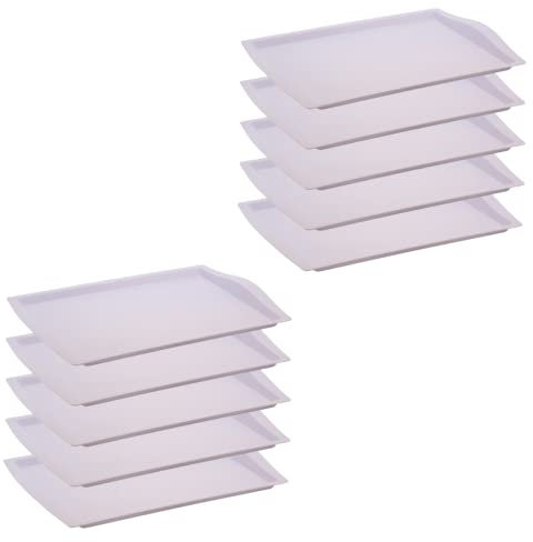 10x Serviertablett, Frühstückstablett, Plastiktablett, Kunststoff, BPA-frei, rechteckig, Gastro, Kantine, Küche, Pastell-Farben, Mehrweg, flieder