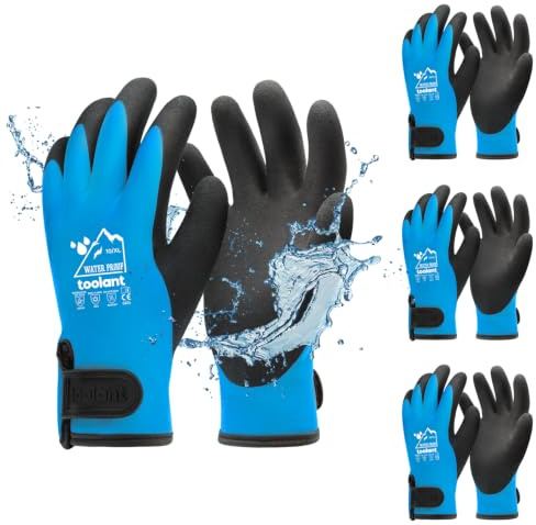 toolant 100% Wasserdichte Arbeitshandschuhe, Touchscreen, Blau, XL, 3 Paar | Winter Arbeitshandschuhe für kaltes Wetter; Für Herren und Damen; Warme Thermohandschuhe; Sandiger Grip; Klettverschluss