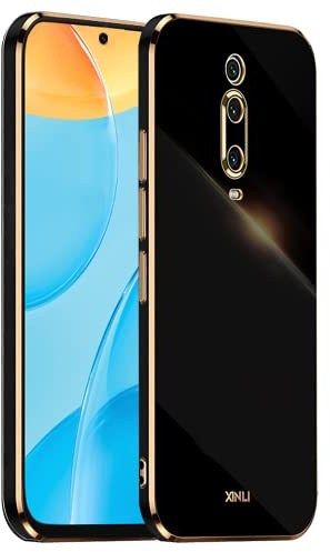 EASSGU Galvanisierter Rahmen Handyhülle für Xiaomi MI 9T / MI 9T Pro (6.39 Inches), Weiche TPU Silikon Schutzhülle - Schwarz