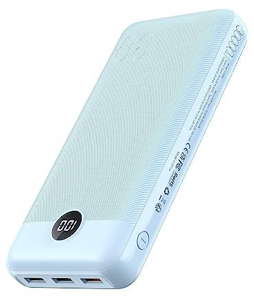 VEGER Power Bank, External Mobile Phone Batteries, Power Bank, PD, 20 W, Fast Charging, USB C External Battery, Compatible with iPhone, Samsung, Huawei, iPad, etc. Blue