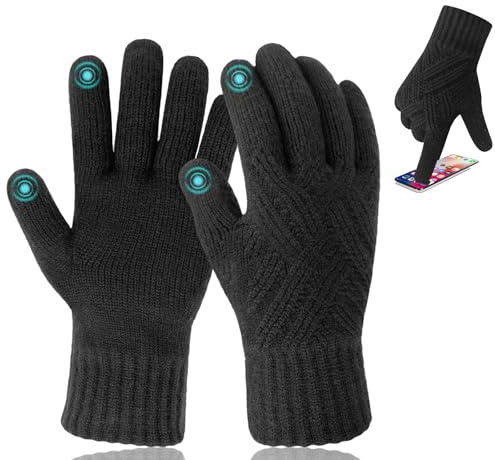 Migliore Wear Handschuhe Damen Winter, Rutschfester Griff Winterhandschuhe Damen, Touchscreen Thermohandschuhe Warme Thinsulate Inner Handschuhe für Radfahren Fahren Wandern Angeln(Schwarz-S-M)
