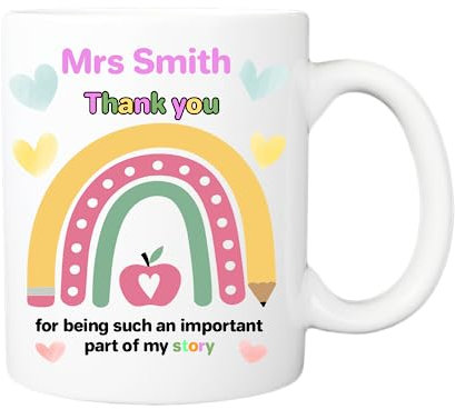 Personalised Thank You Mug – Gift for Teacher, Childminder, Foster Carer or Key Worker – Appreciation Present with Custom Name – Thoughtful End of Term or Farewell Gift Idea