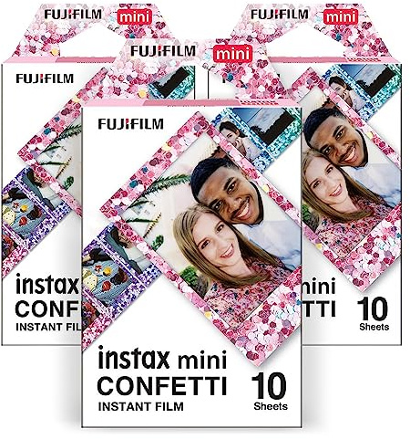 Fujifilm Instax-Konfetti-Mini-Film (10 Belichtungen, 3er-Pack), lebendige Bunte Sofortfotos, kompatibel mit Fujifilm Instax Mini-Kameras, fasziniert Erinnerungen mit atemberaubenden Konfetti-Designs