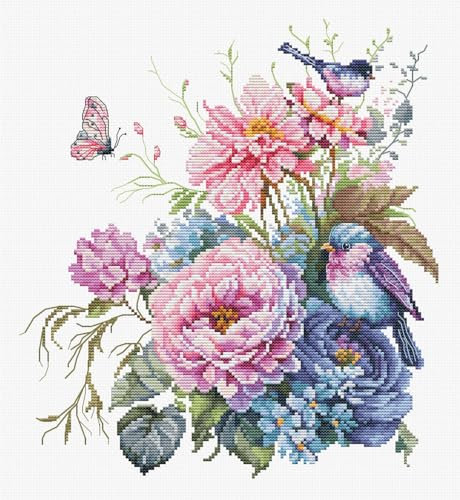 Luca-S Cross Stitch Kit The Birds-Summer, B2422, Counted Cross Stitch Kit for Adults, Needlecraft and Embroidery Kit