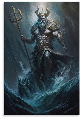 Poster mit griechischer Mythologie, Poseidon, Wandkunst, Gemälde, Leinwanddrucke, Dekor-Poster, Kunstwerke, 50 x 75 cm