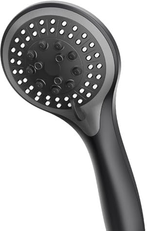 Duschkopf Regendusche, VEHHE Hochdruck Brausekopf Dusche mit 5 Strahlarten, Sparduschkopf mit Anti-Stau-Silikondüse für die Badewanne, Schwarz
