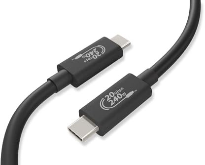 Cablelera USB 4.0 Gen2 x 2 Type C Cable, 20Gbps High Speed Data Transfer, 4K Video, USB C Cable, Charger, EPR 240W Ultra Fast Charging, iPhone, Samsung, Google, ROG, Thunderbolt 3. Black, 2M