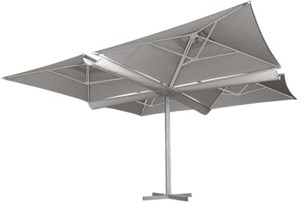 METRO Professional Parasol carré quadruple Tomoko, aluminium/polyester, 4 x 4 m, protection UV, déperlant, anthracite/platine (argent/platine)