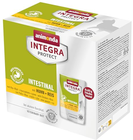 animonda INTEGRA PROTECT Katzenfutter nass Intestinal mit Huhn + Reis (8 x 85g), vom Tierarzt empfohlen bei Durchfall & Erbrechen, mit Veterinären entwickeltes Diätalleinfutter für erwachsene Katzen
