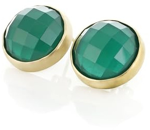 Gold Ohrstecker für Frauen - Lebendige Ohrstecker aus Grünem Onyx - Individuelle Geburtsstein-Ohrringe, Edelstein-Ohrringe, Statement-Ohrringe für die Braut - mit Schmuckschatulle