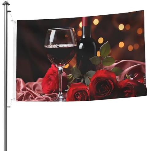 Flagge für draußen, 15,7 x 2,4 m, lustiges Banner, Gartenflagge, doppelseitig, Rotweinrose, Willkommensbanner für Zuhause, Garten, Hof, Rasen, Innen- und Außenbereich, Dekoration