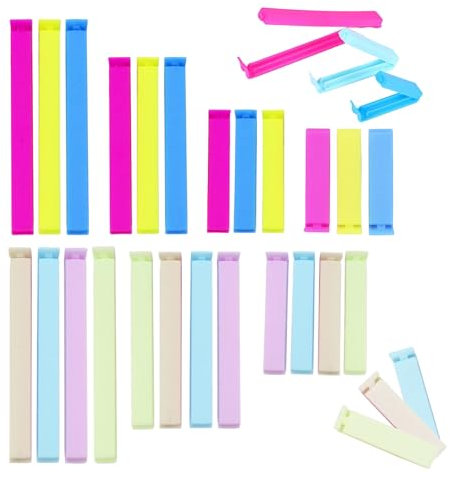 RYAN 56 Piezas Clips de Sellado Reutilizable de Clips de PláStico para Alimentos 13.7/10.5/7.7/5.8 cm Clips de Sellado de Bolsas 7 Colores Clips de Comida Para Embalaje de Cocina Clip de Sellado