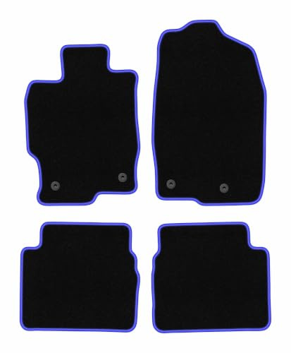 Velours-Fußmatten passend für Mazda 6 II GH 2007-2012, Schwarz-Blau, CARLUX | passend für Limousine/Kombi/Liftback/Schrägheck; Velours-Teppich (Polypropylen), ca. 6,5 mm