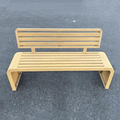 EKDJSN Banc extérieur en métal, Chaise de Parc, Banc de Jardin galvanisé for 2-3 Personnes, avec Dossier incurvé, Grand Banc for Patio Porche Balcon au Bord de la Piscine (Color : Wood Color, Size :