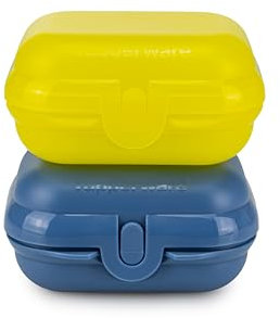 Tupperware Eco+ Mini-Twin (Gr.1) petrol + Mini-Twin (Gr.1) gelb Brotbox Pausenbox Snackbox Sandwichbox Lunchbox (inkl. 1x Magnet)