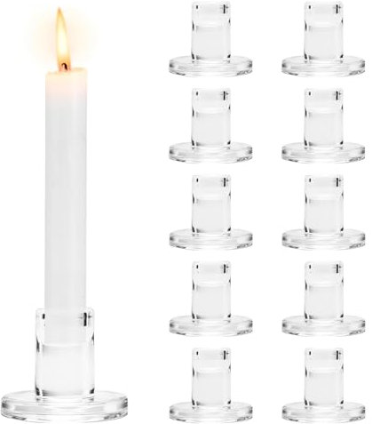 10er Kerzenhalter Glas, Teelichtgläser Set Kerzenständer Stabkerzen Teelichthalter Transparent für Stabkerzen und Teelichter Klein Stabkerzenhalter Hochzeit Tischdeko für Hochzeit, Geburtstag, Party