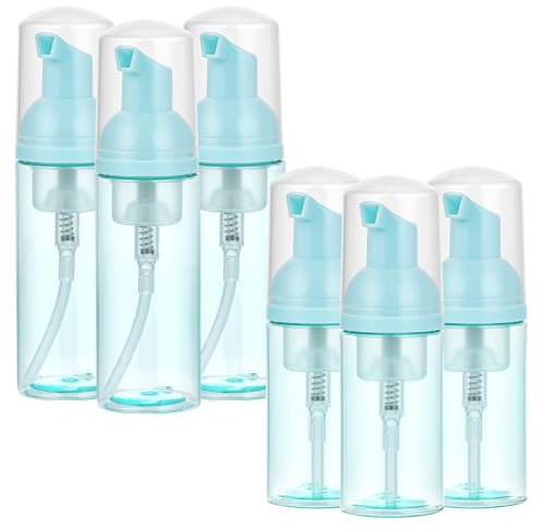 6 PCS Foaming Pump Bottle Travel Mini Foam Pump Dispenser Plastic Foaming Dispenser Refillable Pump Bottle Shampoo Dispenser Empty Pump Bottle Green Lash Shampoo Bottles (3pcs 1.4oz, 3pcs 2oz)