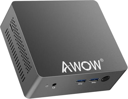 AWOW Mini PC Celeron J3455 8GB DDR4, 128GB M.2 SATA SSD, 4K HD, Dual HDMI, 2.4G/5G Dual WiFi, Gigabit Ethernet, 4X USB, Mini Desktop Computer, Micro PC,HTPC