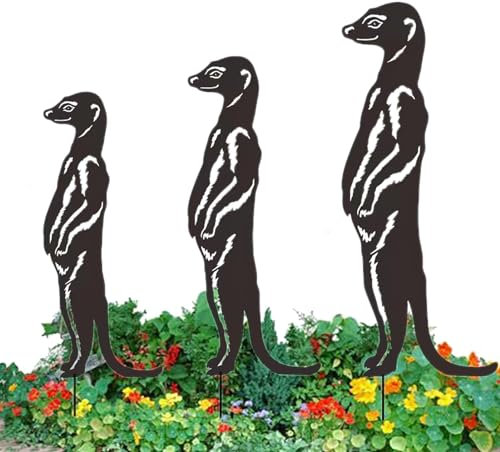 Erdmännchen Gartenstecker Erdmännchen Hofschilder aus Metall Erdmännchen – 3 Gartenschilder in Erdmännchenform, Gartenstecker für den Außenbereich, einfache Installation, dekorative Handwerksornamente