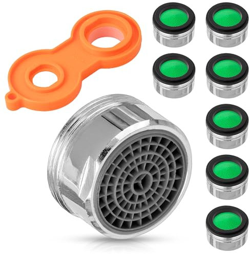 ECENCE Mousseur Robinet Cuisine M24-8 Pièces - Aérateur de Robinet - Filtre Robinet - Économiseurs d'Eau en cuivre avec filtre en ABS et joint en caoutchouc - clé de montage incluse