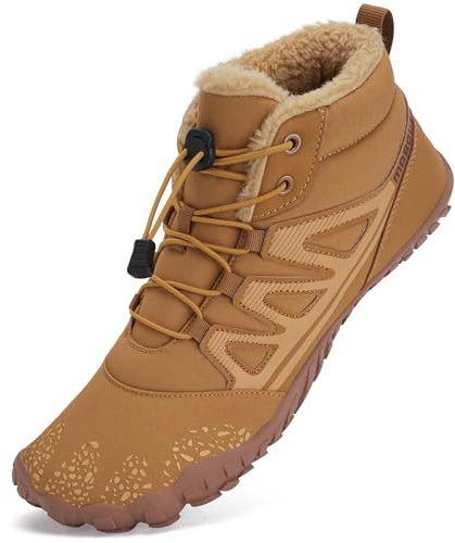 Mabove Barfußschuhe Winterstiefel Herren Damen Traillaufschuhe Warm Gefüttert Winterschuhe Schneestiefel (Festes Braun,41 EU)