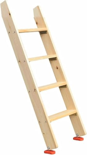 haohang Wooden Double Ladder, 3 Step/4 Step/5 Step Heavy Duty Bed Ladder, Dormitory Loft Bed Ladder With Hook Bracket And Non-slip Feet, Easy To Assemble(Natural,125cm/4.1ft/49.2inch)