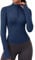 iWoo Sportshirt Damen Gym Top Langarmshirt Atmungsaktiv Laufshirt Half Zip Sweatshirt Laufjacke Winter Sport Oberteile Marineblau M