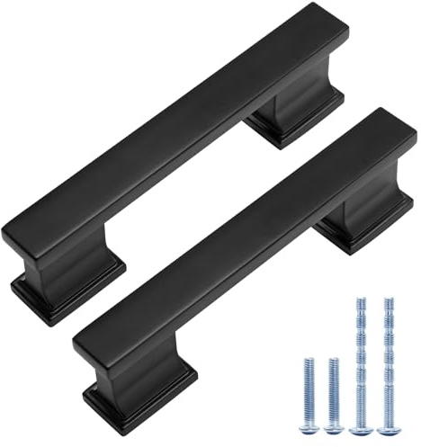 Waziaqoc 10 Pack Matte Black 3 Inch (76mm) Hole Centers Kitchen Cabinet Pulls, Kitchen Handles Hardware for Cabinets Cupboard Handles Drawer Pulls