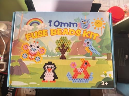 10mm GroßE BüGelperlen Set, 10 Farben 1000 Stück Steckperlen, BüGelperlen Für Kleinkinder Mit 10 Schnittmustervorlagen 5 BüGelpapier 5 SchlüSselanhäNger, Kreatives Perlenset Für Kinder Ab 3 Jahren