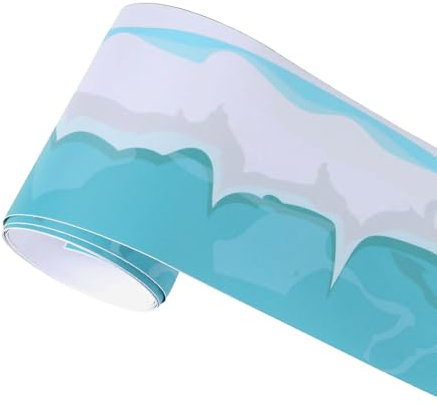 3 Rolle 10*200cm Selbstklebende PVC Tapete bordüre, Weichsockelleiste, Sockelleisten, dekorative Aufkleber, Tapetenbordüre, Wandbordüre Klebefolie für Bad Küche Fliesen Raumdekoration (Meer)
