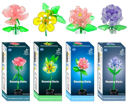 WL Blooming Blocks Buildable Flowers Build Your Own Bouquet - 105 Pieces 26cm - Pack of 4 - Set 1