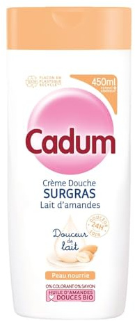CADUM – Gel Douche Surgras à la Douceur Lactée et Amandes Bio, Hydratation Sublimante (450 mL) - Le Lot De 3