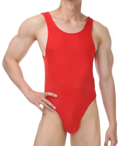 MANJIAMEI Herren Leotard Body Ärmellos Einteilig String Lingerie Jumpsuit Slip Dehnbare Tank Top Unterwäsche Hoher Schnitt Unterhemd Nachtwäsche Party Club Kostüm